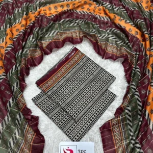 3 Piece Printed Multi Color Unstitched Suit